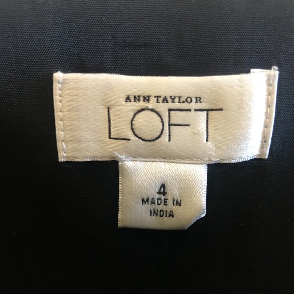 Ann Taylor LOFT Black Linen Floral Embroidered Strapless A-Line Dress 4 - Picture 4 of 6